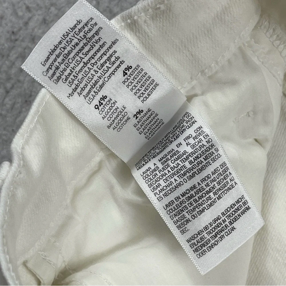 Mother Jeans Womens 29 White Denim High Rise Flare Hustler Ankle Fray Coastal - Picture 9 of 11